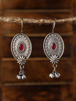 VENI - Silver-Plated Stone-Studded Drop Earrings