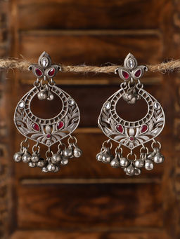 VENI - Silver-Plated Stone-Studded Chandbalis