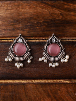 VENI - Silver-Plated Beads-Studded Studs Earrings