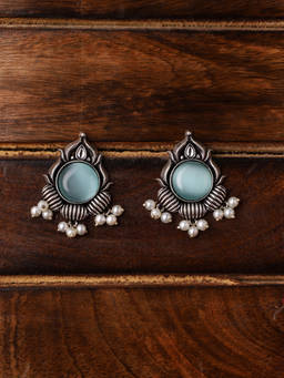 VENI - Silver-Plated Oxidised Studs Earrings