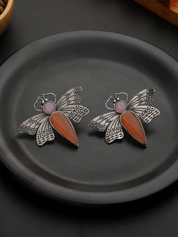 VENI - 92.5 Silver Oxidised Studs Earrings