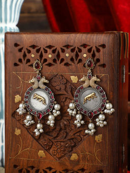 VENI - Silver Plated Oxidised Drop Earrings