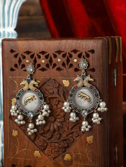 VENI - Silver Plated Oxidised Drop Earrings