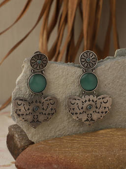 VENI - 92.5 Silver-Plated Oxidised Drop Earrings