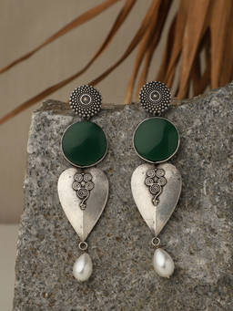 VENI - Silver-Plated Oxidised Drop Earrings