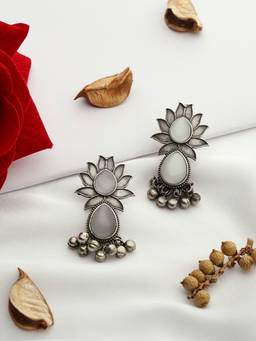 VENI - 92.5 Silver Plated Oxidised Drop Earrings