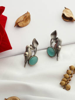 VENI - 92.5 Silver Plated Oxidised Drop Earrings