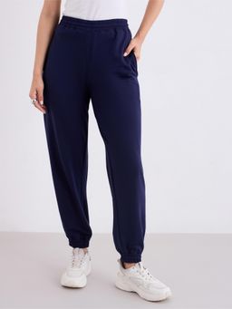 Styli - Women Navy Blue Relax Fit High Waist Joggers