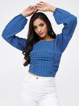 Kibo - Blue Polyester Crop Top