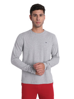 AM SWAN - Mens Solid-plain Grey Melange T-shirt