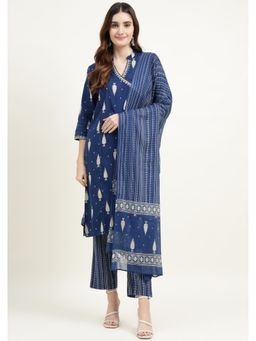 Zari Jaipur - Women Blue Embroidered Kurta Pant with Dupatta