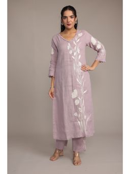 Zari Jaipur - Women Purple Embroidered Co-Ord Set