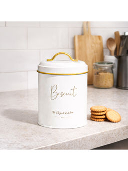 Voncasa - White Iron Biscuit Storage Jar