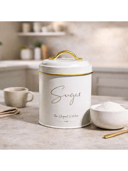 Voncasa - White Iron Sugar Storage Jar