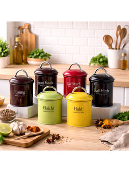 Voncasa - Multi-Color Metal Spice Jars (Pack Of 6)