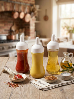 YELONA - White Flexible Squeeze Sauce Bottles (Pack Of 3)