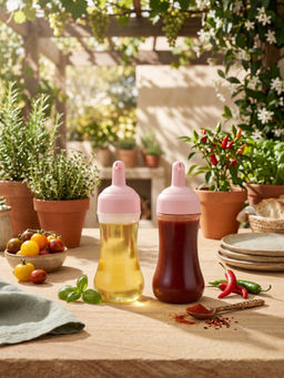 YELONA - Pink Flexible Squeeze Sauce Bottles (Pack Of 2)