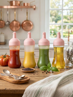 YELONA - Pink Flexible Squeeze Sauce Bottles (Pack Of 4)