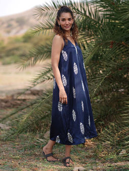 Chidiyaa - Gypsy Heart Suzette Modal Silk Navy Blue Dress