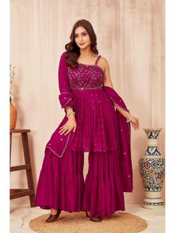 Gahan - Embroidered Kurta and Sharara with Dupatta - Pink