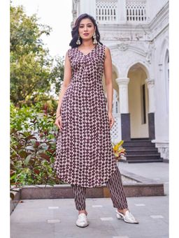 Gahan - Printed Kurta and Pant - Brown