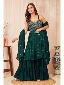Gahan - Embroidered Kurta and Sharara with Dupatta - Green