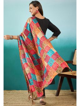 Gahan - Black Silk Blend Cording Sequence Embroidered Kurta Pant With Bandhej Printed Dupatta