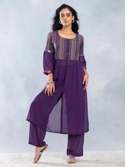 SHAYE - Purple Striped Ethnic Kurta