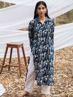 Mera Rang - Bagru Collared Shirt Style Long Kurta