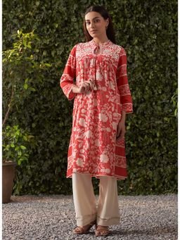 Lakshita - Red Printed Muslin A-Line Kurta