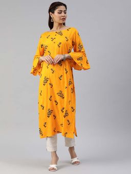 Vinya - Yellow Striped Straight Kurta
