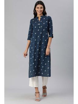 Vinya - Navy Blue Triangle Kurta