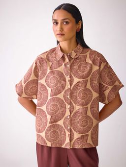 Ancestry - Beige Swirling Printed Shirt