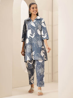 Libas - Women Blue Printed Co-Ord (Set of 2)