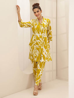 Libas - Women Mustard Printed Co-Ord (Set of 2)