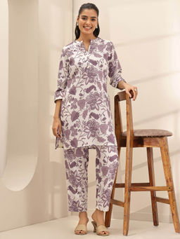 Libas - Women Lavender Printed Co-Ord (Set of 2)