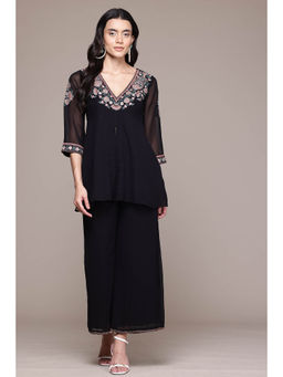 Aarke Ritu Kumar - Women Black Floral Kurti with Palazzo (Set of 2)