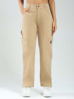 Rock.it - Women Solid Beige Cargo