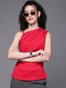 Freehand - Women Fitted Textured Asymmetric Neck One Shoulder Top