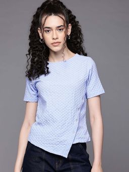 Freehand - Women Regular Fit Textured Round Neck Regular Top