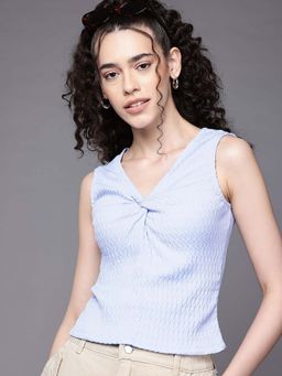 Freehand - Women Fitted Textured V-Neck Twist Top