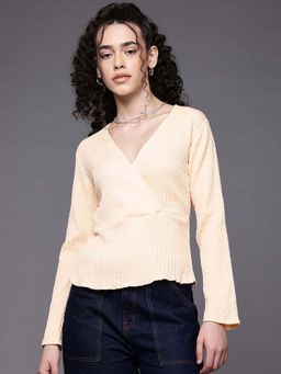 Freehand - Women Fitted Textured Wrap Top