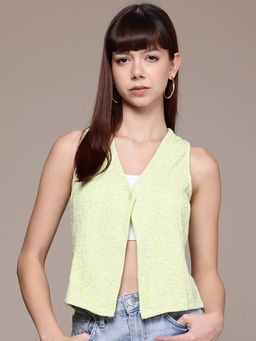 Freehand - Women Fitted Textured Wrap Neck Wrap Top