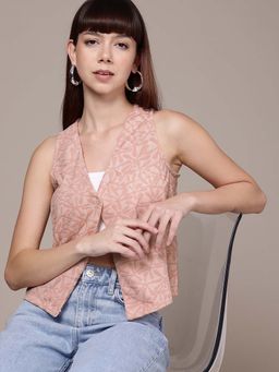 Freehand - Women Fitted Textured Wrap Neck Wrap Top