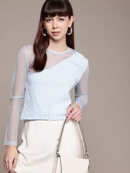 Freehand - Women Fitted Textured Round Neck Regular Top