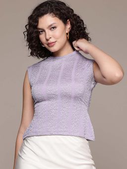 Freehand - Women Fitted Textured High Neck Regular Top