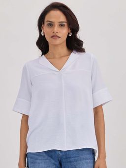 Femmella - White V Neck Top