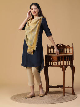 Shingora - Mustard Ozza Winter Woolen Woven Design Stole