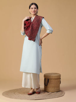 Shingora - Maroon Saafia Warm Woolen Woven Design Stole