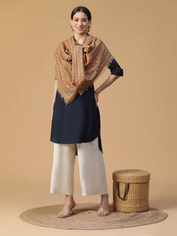 Shingora - Mustard Shifa Sparkling Wool Woven Design Stole